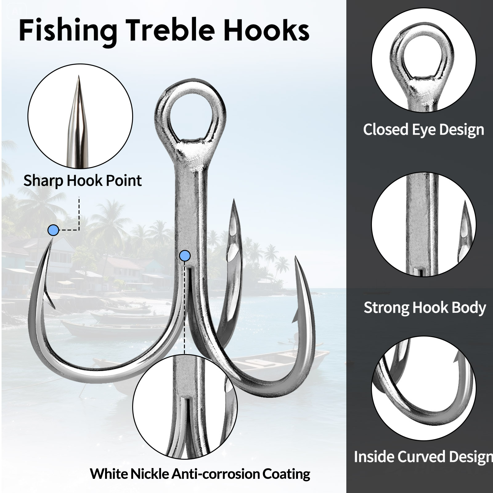 9KM Saltwater Treble Hooks 3X  - đánh giá và giá Fishing Hook Assortment